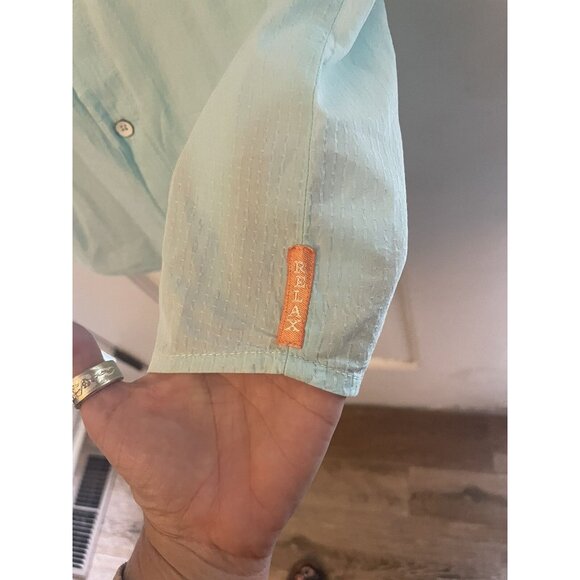 Tommy Bahama Relax Men's Size L Button Down Short Sleeve Baby Blue Shirt - Picture 5 of 5